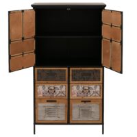 Apothekerkommode Highboard Schubladen Vintage Shabby-Look 136x73x35cm natur/bunt Metalloptik