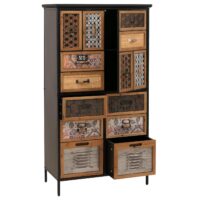 Apothekerkommode Highboard Schubladen Vintage Shabby-Look 136x73x35cm natur/bunt Metalloptik