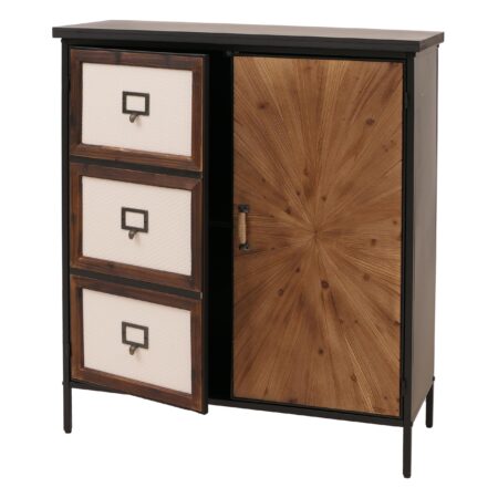 Apothekerkommode Highboard Schrank Staufächer Vintage Shabby-Look 94x80x35cm natur hell