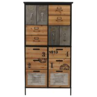 Apothekerkommode Highboard Schubladen Vintage Shabby-Look 136x73x35cm natur Metalloptik