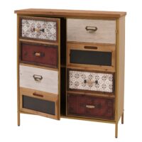 Apothekerkommode Highboard Schrank Staufächer Vintage Shabby-Look 94x80x35cm rot/blau
