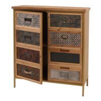 Apothekerkommode Highboard Schrank Staufächer Vintage Shabby-Look 94x80x35cm weiss/blau