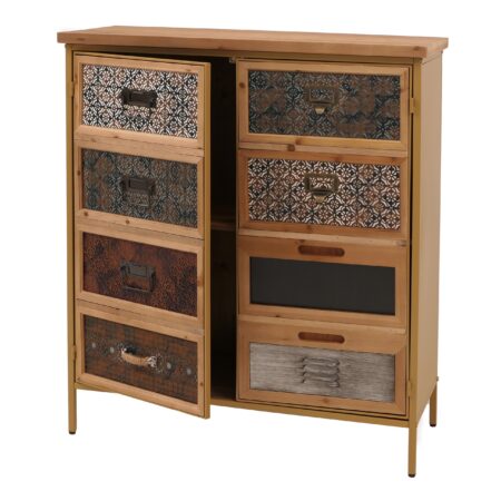 Apothekerkommode Highboard Schrank Staufächer Vintage Shabby-Look 94x80x35cm weiss/blau