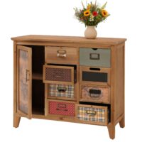 Apothekerkommode Schrank Schubladen Etikettenhalter Vintage Shabby Holz 80x91x40cm natur
