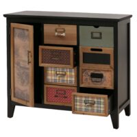 Apothekerkommode Schrank Schubladen Etikettenhalter Vintage Shabby Holz 80x91x40cm schwarz