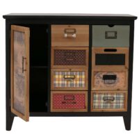 Apothekerkommode Schrank Schubladen Etikettenhalter Vintage Shabby Holz 80x91x40cm schwarz