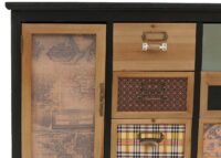 Apothekerkommode Schrank Schubladen Etikettenhalter Vintage Shabby Holz 80x91x40cm schwarz