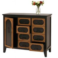 Apothekerkommode Schrank Schubladen Staufach Vintage Shabby Industrial 80x91x40cm schwarz