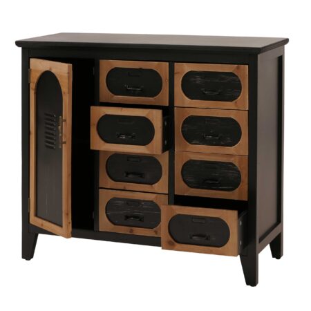 Apothekerkommode Schrank Schubladen Staufach Vintage Shabby Industrial 80x91x40cm schwarz