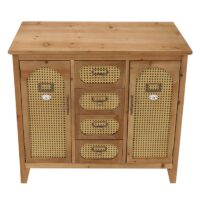 Apothekerkommode Sideboard Schrank Staufächer Schubladen Vintage Rattanoptik 80x91x40cm natur
