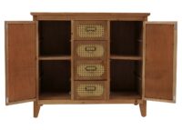 Apothekerkommode Sideboard Schrank Staufächer Schubladen Vintage Rattanoptik 80x91x40cm natur