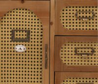 Apothekerkommode Sideboard Schrank Staufächer Schubladen Vintage Rattanoptik 80x91x40cm natur