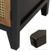 Apothekerkommode Sideboard Schrank Staufächer Schubladen Vintage Rattanoptik 80x91x40cm schwarz