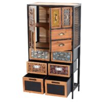 Apothekerkommode Vintage Holz Metall Schubladenschrank 120x62x33cm