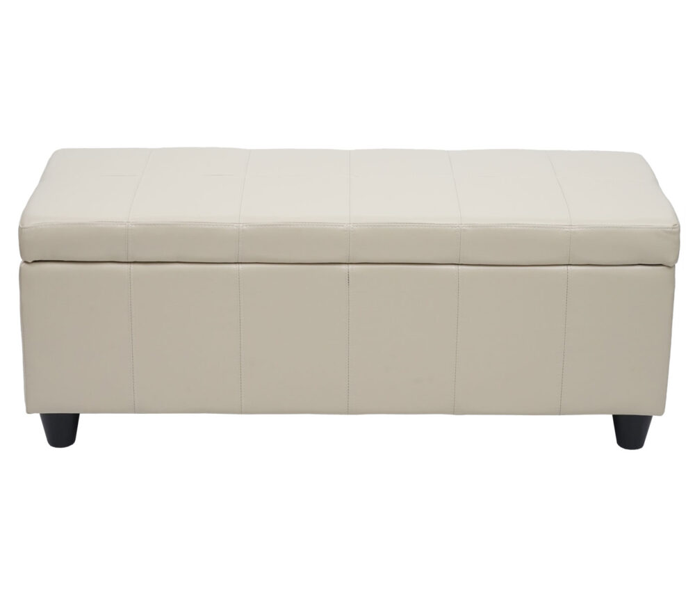 Aufbewahrungs-Truhe Kriens Kunstleder 45x114x45cm creme