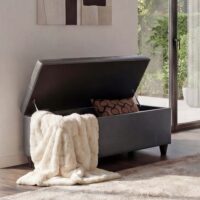 Aufbewahrungsbank Kunstleder Sitztruhe 114x45x45cm grau