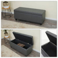 Aufbewahrungsbank Kunstleder Sitztruhe 114x45x45cm grau