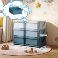 Aufbewahrungsbox für Kinder mit 3 Schubladen blau