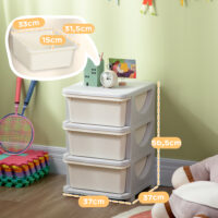 Aufbewahrungsbox für Kinderzimmer mit 3 Schubladen aus Kunststoff