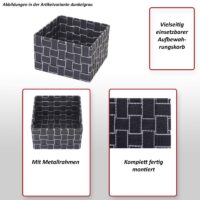 Aufbewahrungskorb Dekokorb Regalkorb Aufbewahrung 12x19x19cm dunkelgrau