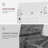 Weiße Aufbewahrungstruhe im modernen Stil, ideal für Sitzgelegenheit und Stauraum.