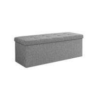 Klappbare Sitzbank-Aufbewahrungstruhe in Hellgrau, praktisch und modern.