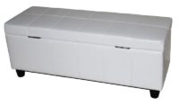 Aufbewahrungstruhe Sitzbank Leder Kunstleder 112x45x45cm weiss