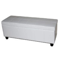 Aufbewahrungstruhe Sitzbank Leder Kunstleder 112x45x45cm weiss