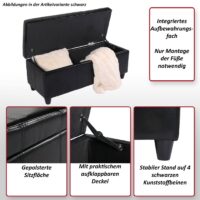 Aufbewahrungstruhe Sitzbank Leder Kunstleder 112x45x45cm weiss