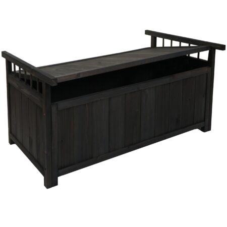 Aufbewahrungstruhe Gartentruhe Auflagenbox Tanne Holz 53x108x60cm anthrazit