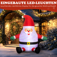 Aufblasbarer Weihnachtsmann 183cm mit rotierender LED-Lichtkugel