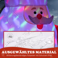 Aufblasbarer Weihnachtsmann 183cm mit rotierender LED-Lichtkugel
