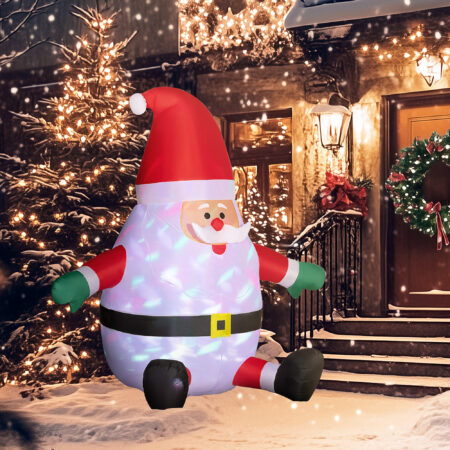 Aufblasbarer Weihnachtsmann 183cm mit rotierender LED-Lichtkugel