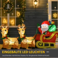Aufblasbarer Weihnachtsmann 240cm mit Rentieren selbstaufblasend