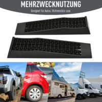 Schwarze Auffahrrampe 2er Set aus Gummi, Grösse 70x20x8cm, ideal für Fahrzeuge und Rollstühle.