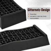 Schwarze Auffahrrampe 2er Set aus Gummi, Grösse 70x20x8cm, ideal für Fahrzeuge und Rollstühle.