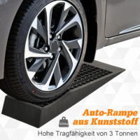 Schwarze Auffahrrampe 2er Set aus Gummi, Grösse 70x20x8cm, ideal für Fahrzeuge und Rollstühle.