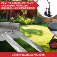 Set aus zwei stabilen Auffahrrampen mit 400kg Tragfähigkeit.