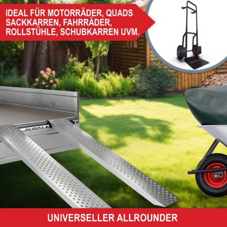 Set aus zwei stabilen Auffahrrampen mit 400kg Tragfähigkeit.