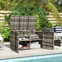 Auflagenbox Kissenbox mit Deckel für Garten 350L Rattan grau