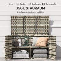 Auflagenbox Kissenbox mit Deckel für Garten 350L Rattan grau