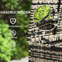 Auflagenbox Kissenbox mit Deckel für Garten 350L Rattan grau