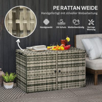 Auflagenbox Kissenbox mit Deckel für Garten 350L Rattan grau