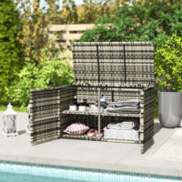 Auflagenbox Kissenbox mit Deckel für Garten 350L Rattan grau