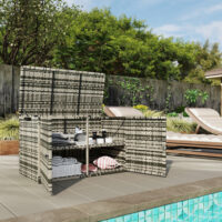 Auflagenbox Kissenbox mit Deckel für Garten 350L Rattan grau