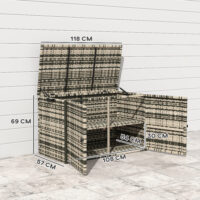Auflagenbox Kissenbox mit Deckel für Garten 350L Rattan grau