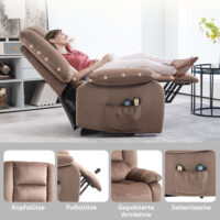 Aufstehsessel elektrisch mit Massagefunktion braun