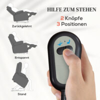 Aufstehsessel Relaxsessel mit Aufstehhilfe Massage und Heizung hellgrau