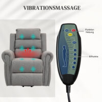 Aufstehsessel Relaxsessel mit Aufstehhilfe Massage und Heizung hellgrau