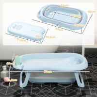 Babybadewanne faltbar 2er Set mit stabilem Gestell und rutschfestem Design Hellblau.